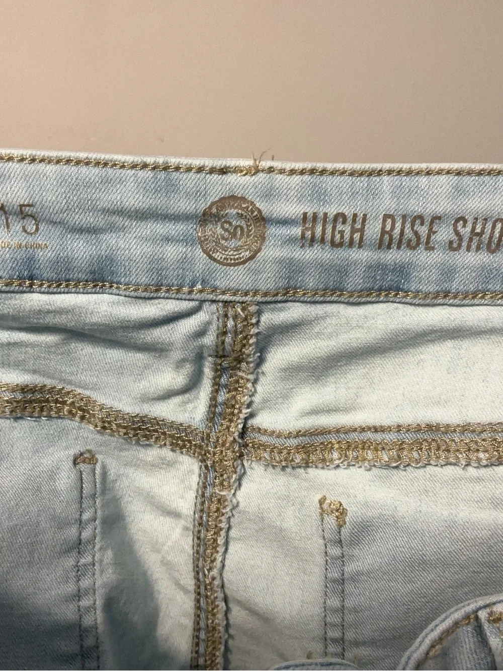 SO Light Blue Distressed Denim Shorts with Frayed Hem